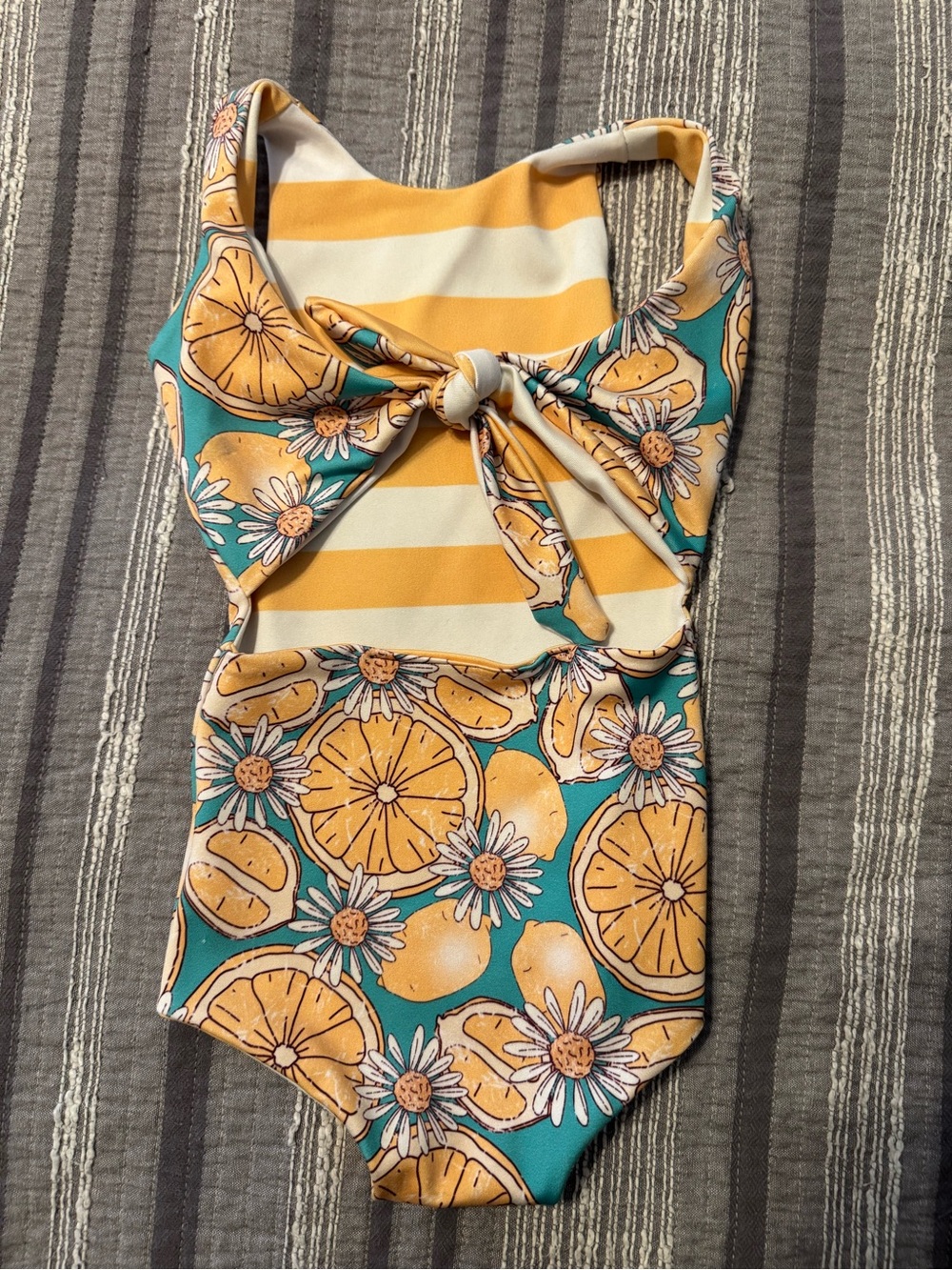 Girls' Teal & Yellow Citrus One-Piece Swimsuit